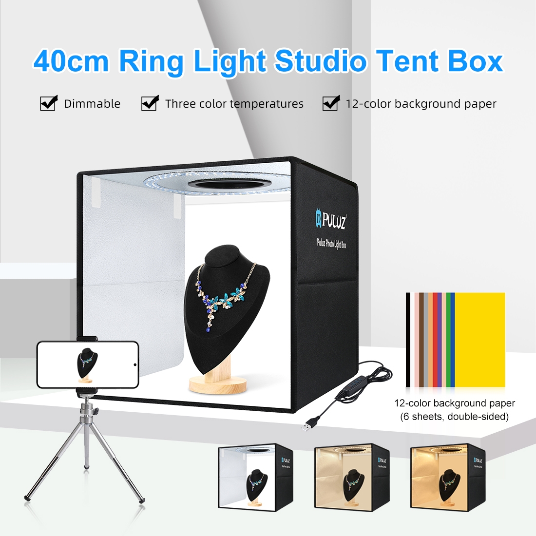 PULUZ 40cm Folding Portable Ri - Photography Lighting For Products ulasan dan harga
